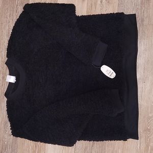 Secret Treasure Women's Long Sleeve Black Fleece Pajamas Top Size XL 16/18 NWT